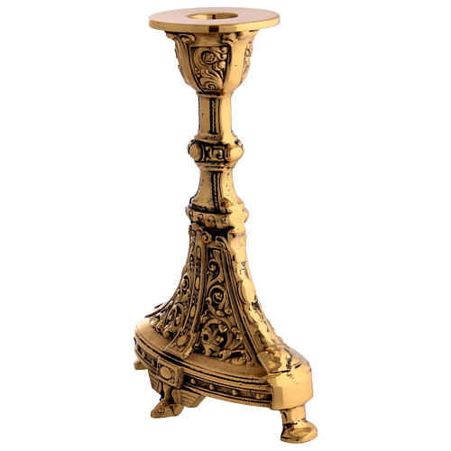 Altar candlestick of burnished brass, 8 in 4