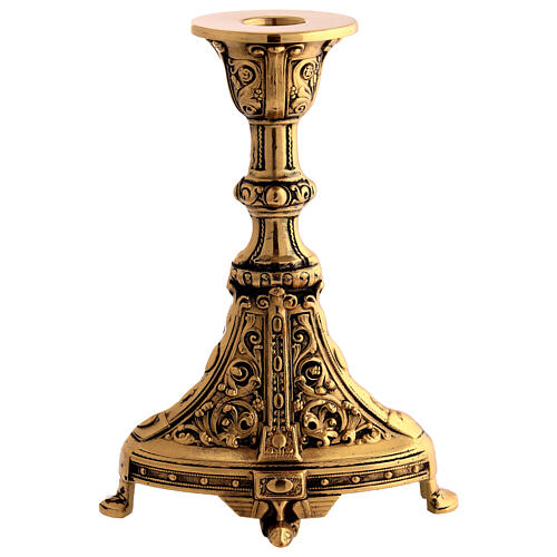Portacandela da altare ottone brunito 20 cm 1