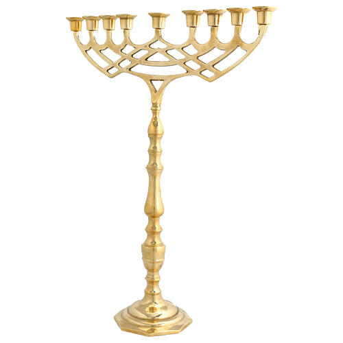 Neocatechumenal candelabrum, 9 branches, gold plated brass, 24x20 in 5