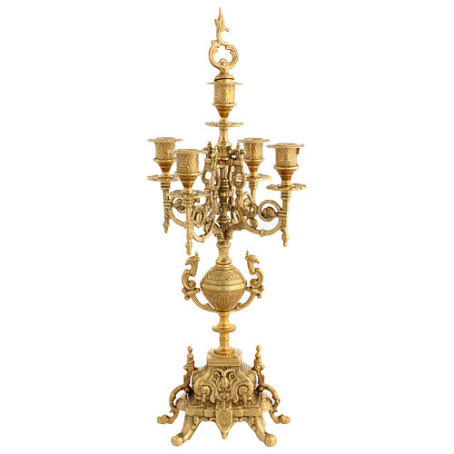 Five-branch candelabrum, gold plated brass, 16.5 in 1