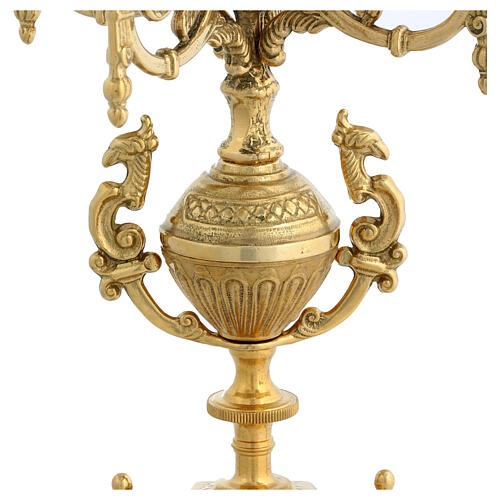 Five-branch candelabrum, gold plated brass, 16.5 in 4