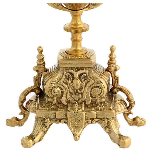 Five-branch candelabrum, gold plated brass, 16.5 in 6