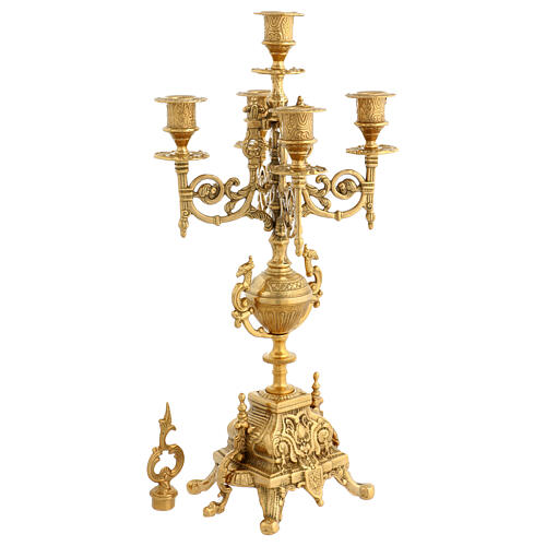 Candelabro latão dourado 5 chamas 42 cm 3