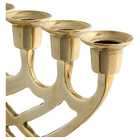 Nine-branch Neocatechumenal candelabrum, gold plated brass, 19x10 in