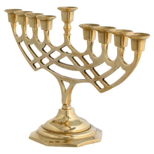 Candelabro Neocatecumenal 9 chamas latão dourado 48x26 cm 3