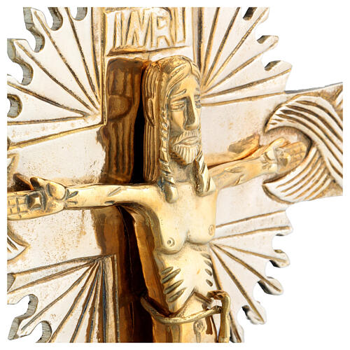 Neocatechumenal wall cross in golden brass 35x50 cm 4