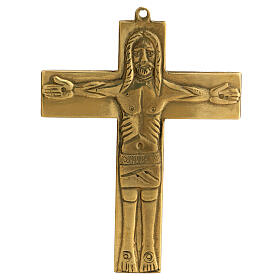 Croce Neocatecumenale in ottone dorato 7x10 cm