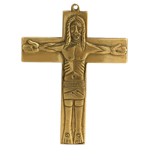 Neocatechumenal Cross in golden brass 7x10 cm 1