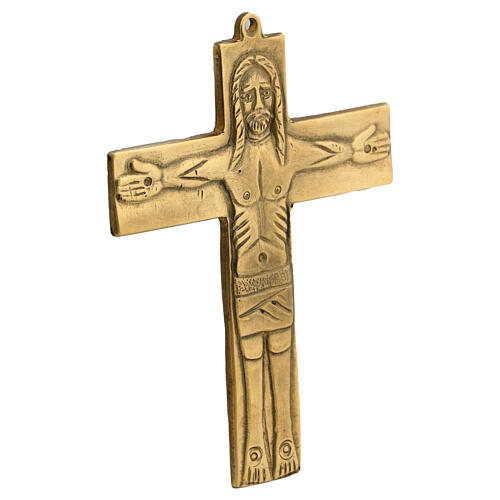 Neocatechumenal Cross in golden brass 7x10 cm 2