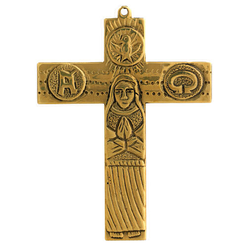 Neocatechumenal Cross in golden brass 7x10 cm 3