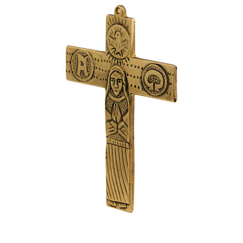 Neocatechumenal Cross in golden brass 7x10 cm 4