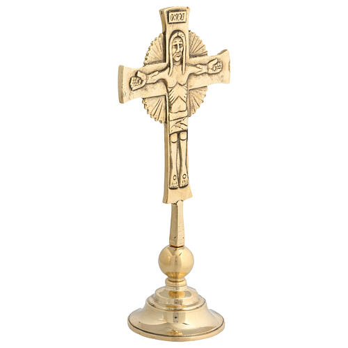 Croce Neocatecumenale ottone dorato base 27x12 cm 4