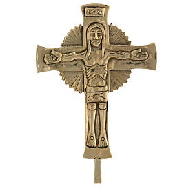 Neocatechumenal Cross in golden brass base 27x12 cm