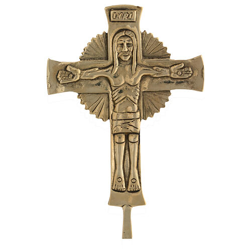 Neocatechumenal Cross in golden brass base 27x12 cm 2