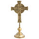 Neocatechumenal Cross in golden brass base 27x12 cm s1