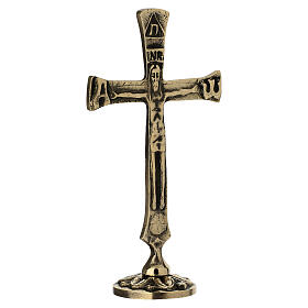 Neocatechumenal cross with base, 24K gold plated brass, 6 in