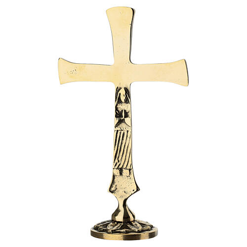 Cruz Neocatecumenal latón dorado 24q base 15 cm 3