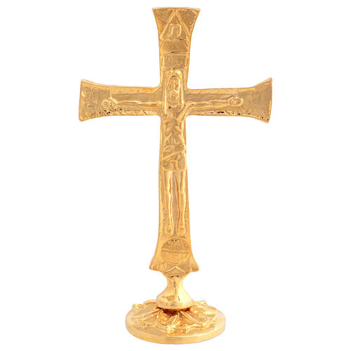 Croce Neocatecumenale ottone dorato 24k base 15 cm 1