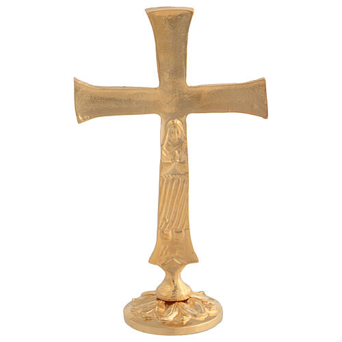 Croce Neocatecumenale ottone dorato 24k base 15 cm 4
