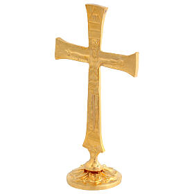 Cruz Neocatecumenal latão dourado 24K base 15 cm