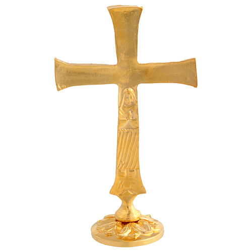 Cruz Neocatecumenal latão dourado 24K base 15 cm 4