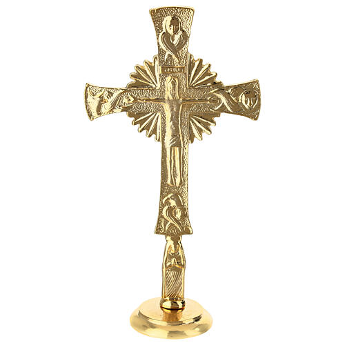 Croce Neocatecumenale con base 20 cm ottone dorato 24K 1