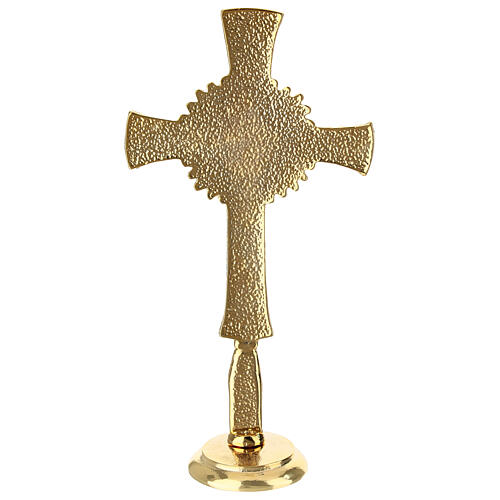 Croce Neocatecumenale con base 20 cm ottone dorato 24K 5