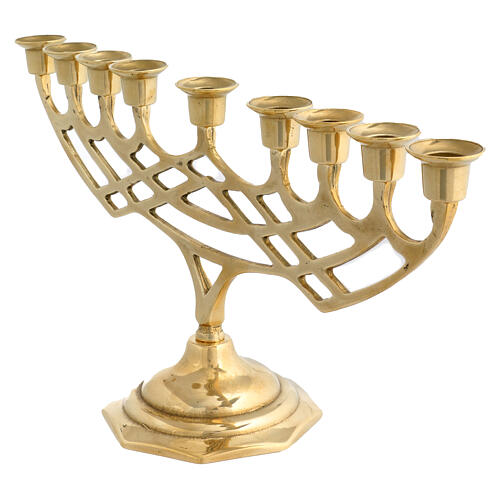 Candélabre Menorah 9 flammes laiton doré 45x25 cm 3