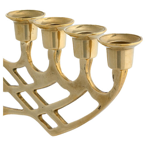 Candelabro Menorah 9 fiamme ottone dorato 45x25 cm 2