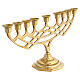 Candelabro Menorah 9 fiamme ottone dorato 45x25 cm s4