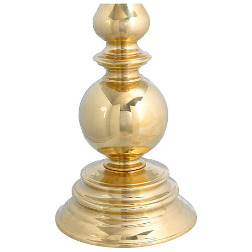 Świecznik liturgiczny ze zdobieniem kulistym, z kolcem, mosiądz pozłacany, 45 cm 4