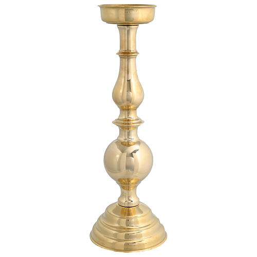 Rounded candlestick, gold plated brass, spike, 16 in 1