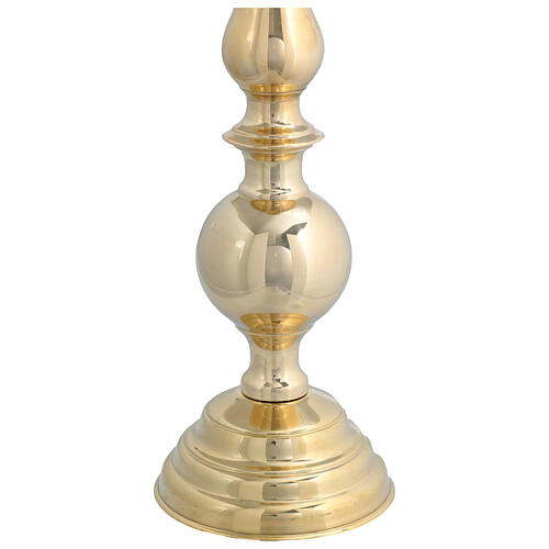 Rounded candlestick, gold plated brass, spike, 16 in 4