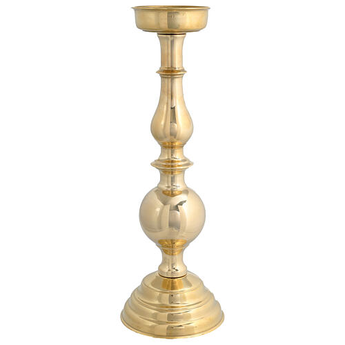 Golden brass candlestick with spike 40 cm 1