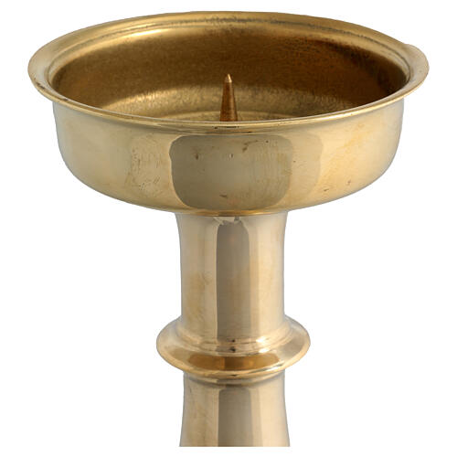 Golden brass candlestick with spike 40 cm 2