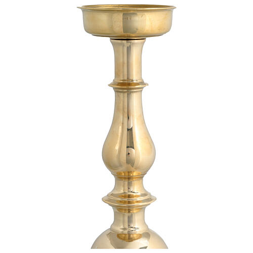 Golden brass candlestick with spike 40 cm 3