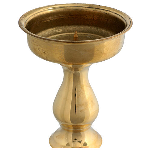 Świecznik z kolcem, kuliste zdobienie, mosiądz pozłacany, 30 cm 2