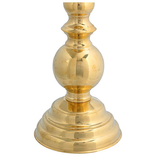 Świecznik z kolcem, kuliste zdobienie, mosiądz pozłacany, 30 cm 4