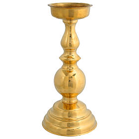 Golden brass candlestick with candle spike 30 cm