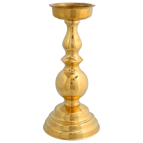 Golden brass candlestick with candle spike 30 cm 1