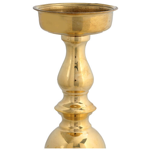 Golden brass candlestick with candle spike 30 cm 3