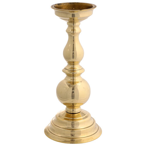 Świecznik liturgiczny, zaokrąglone zdobienie, 25 cm, mosiądz pozłacany 1