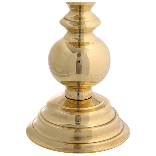 Świecznik liturgiczny, zaokrąglone zdobienie, 25 cm, mosiądz pozłacany 2