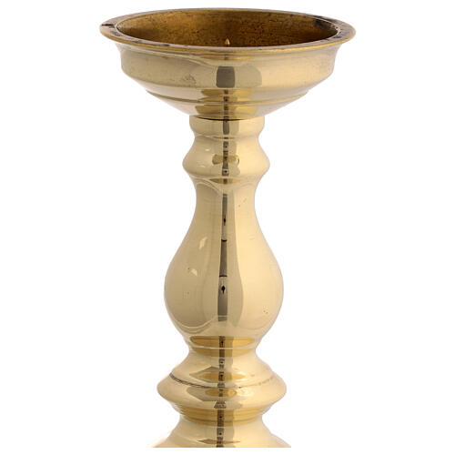 Świecznik liturgiczny, zaokrąglone zdobienie, 25 cm, mosiądz pozłacany 3