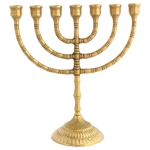 Jewish menorah 30 cm golden brass 9 branch 1