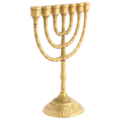 Jewish menorah 30 cm golden brass 9 branch 3