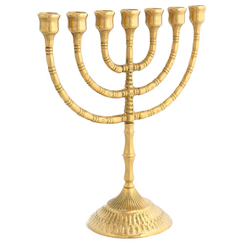 Jewish menorah 30 cm golden brass 9 branch 5