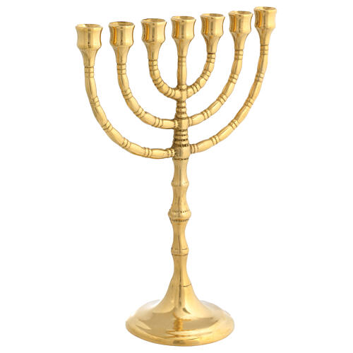 Candelabro Judaico 9 chamas 24 cm latão dourado 3