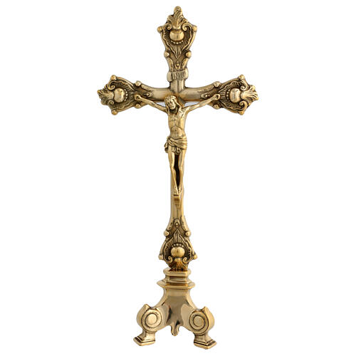 Standing budded cross, 16 in, gold plated brass 1