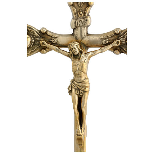 Standing budded cross, 16 in, gold plated brass 2